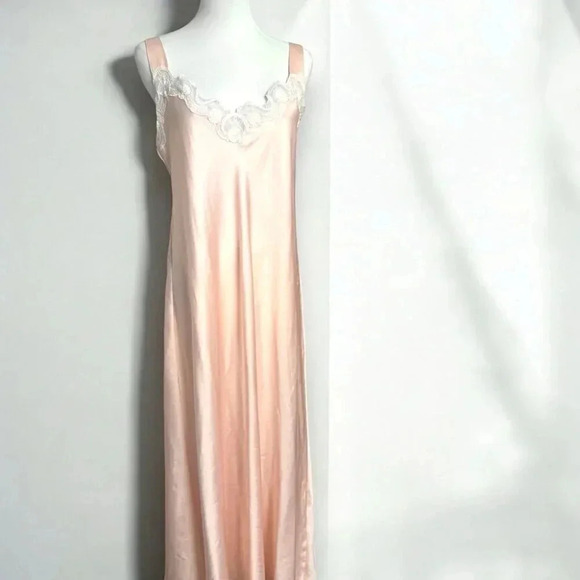 Vintage peachy pink maxi gown M cottagecore glam fairy - Picture 1 of 6